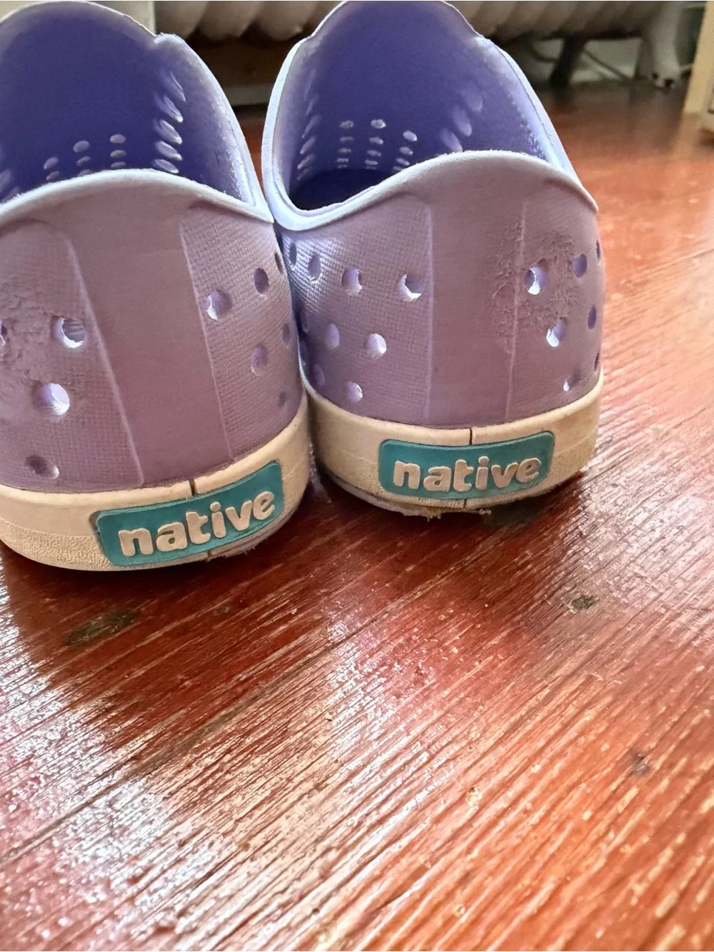 Native Kids Slip-On Water Shoes in Lavender with White Toe